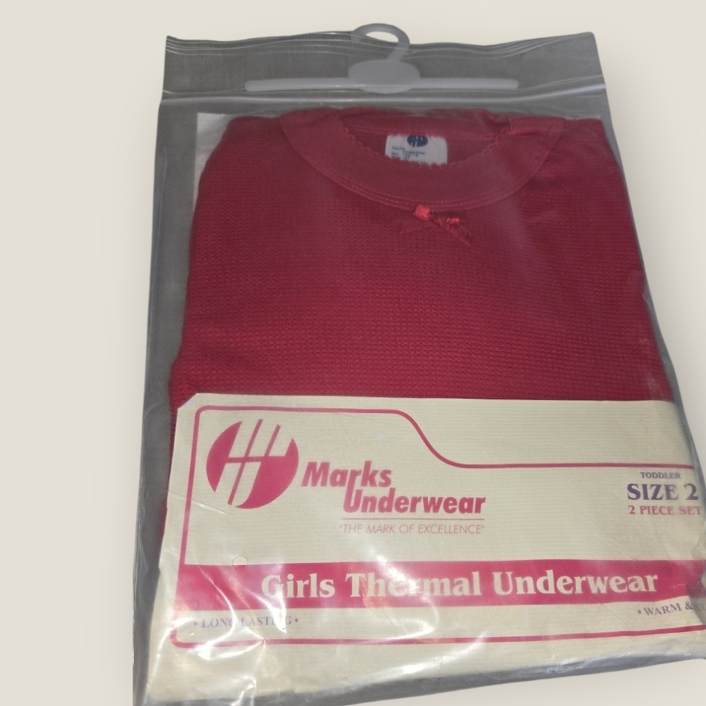 Marks Underwear Girls Waffle Thermal Fabric 2-piece Set Size 2T In Red